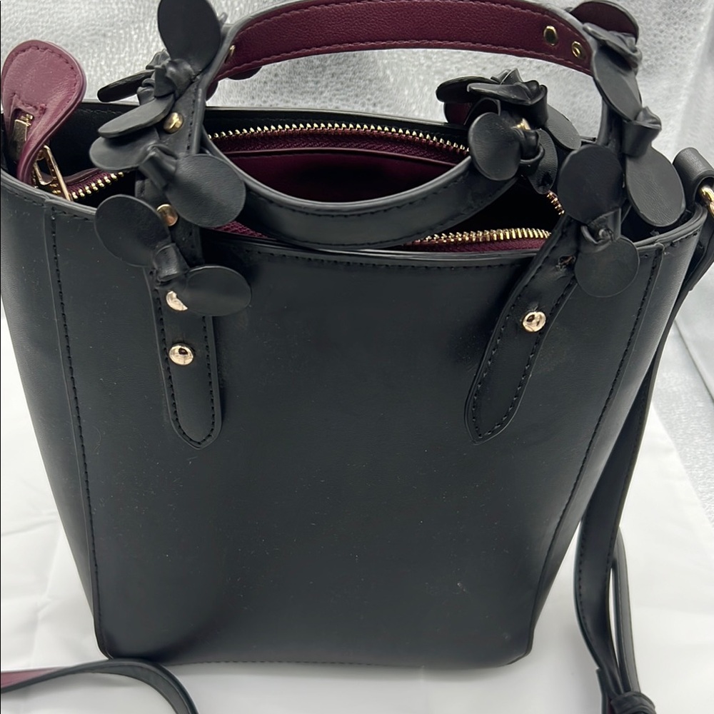 Zara Black and Purple Mini Bag with Structured Design